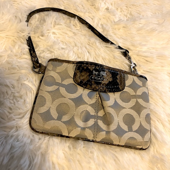 Coach Handbags - Coach classic C pattern faux snake wristlet